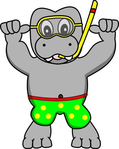 Snorkeling Hippo Clip Art at Clker.com - vector clip art online