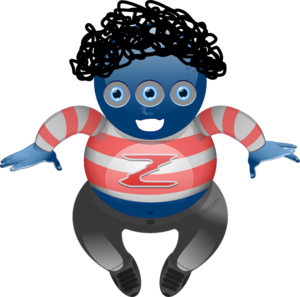 Curly Haired 3 Eyed Alien Clip Art