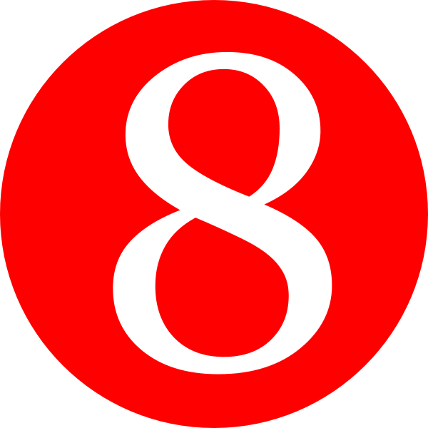 Red, Rounded,with Number 8 Clip Art at Clker.com - vector clip art