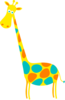 Giraffe Yellow With Orange And Teal Dots Clip Art