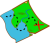 Treasure Map (ocal) Diff Colours Clip Art