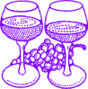 Large Wine Glasses With Grapes Purple Clip Art