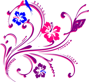 Butterfly Scroll Purple Blue Pink Tei Clip Art