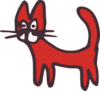 Red Drawn Cat Clip Art