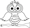 Wise Owl With Big Eyes On A Tree Limb In Black And White Smu Image