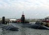 The Los Angeles Class Attack Submarine Uss Jacksonville (ssn 699), Right, Moors Alongside Uss Hampton (ssn 767). Image