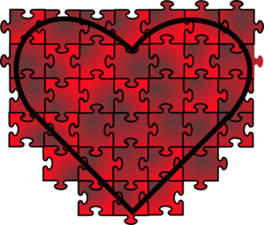 Heart Puzzle With Red Black Gradient Clip Art