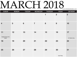 Mar Calendar Hd Template Image