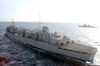 Uss Carl Vinson (cvn 70) Comes Alongside The Fast Combat Support Ship Uss Sacramento (aoe 1). Image