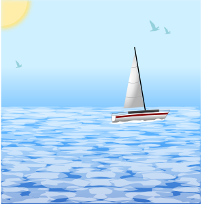 Sea Scene With Boat Clip Art