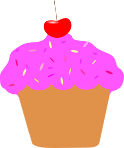 Pink Cherry Cupcake Clip Art