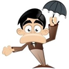 Funny Cartoon Man With Umbrella Image