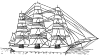 Fully Rigged Ship Clip Art