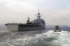 The Command Ship Uss Coronado (agf 11) Enters The Port Of Yokosuka, Japan. Image