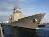 The Guided Missile Cruiser Uss Antietam (cg 54) Pulls Pier Side At The Inner Fremantle Harbor Image