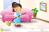 Girl Sweeping Clipart Image