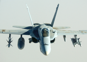 A U.s. Navy F/a-18 Hornet Proceeds On Its Mission In Support Of Operation Iraqi Freedom. Image
