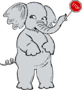 Elephant Holding Stop Sign Clip Art
