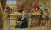 Joseph And Jesus Learning Carpenter Or Carpenter Tools Clipart Image