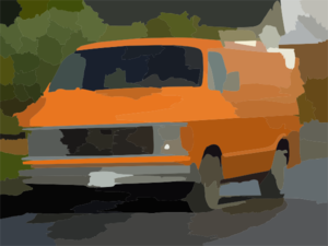 Old Orange Dodge Van In Richmond Vector Clip Art