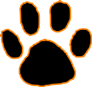 Black Tiger Paw Print With Orange Outline Clip Art