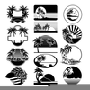 Beach Scene Clipart Black And White Image