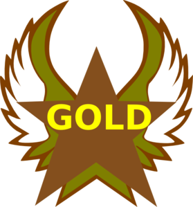  Gold  Star With Wings Clip Art