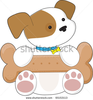 Stock Vector A Cute Puppy Has A Huge Dog Biscuit On Its Lap Image