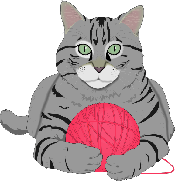 Download Cat With Pink String Clip Art at Clker.com - vector clip ...