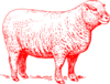 Red Sheep Outline Clip Art