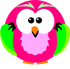 Pink And Green Owl Clip Art