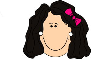 Dark Hair Lady With Earrings And Bow Clip Art