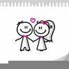 Cartoon Stick Wedding Characters Clipart Image
