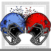 Football Helmets Crashing Clipart Image