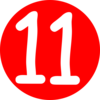 Red, Rounded,with Number 11 Clip Art