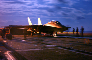 An F-14b Tomcat Launches From One Of Four Steam Driven Catapults On The Flight Deck Of Uss Harry S. Truman (cvn 75). Image