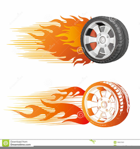 Flaming Tires Clipart Image