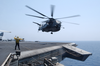 An Mh-53e Sea Dragon Helicopter Leave The Flight Deck Aboard Cv 67. Image
