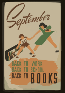 September - Back To Work - Back To School - Back To Books  / V. Donaghue Clip Art