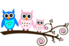 Parents Pink Owl On Branch  Clip Art