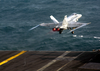 An F/a 18 Hornet Assigned To The Checkerboards Of Marine Strike Fighter Squadron Three One Two (vmfa-312) Launches From One Of Four Steam Driven Catapults On The Flight Deck Aboard Uss Enterprise (cvn 65). Image