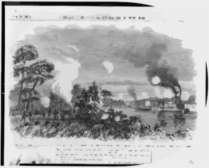 The War In Louisiana - Destruction Of The U.s. Transport John Warner By Confederate Batteries On Red River, May 4  / From A Sketch By Our Special Artist, C.e.h. Bonwill. Clip Art