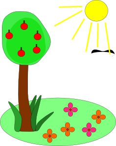 Sun Tree Flowers Clip Art