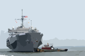 Tugboats Assist The Amphibious Command And Control Ship Uss Mount Whitney (lcc/jcc 20) To The Pier. Clip Art