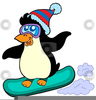 Snowboarding Penguin Clipart Image