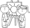 Clipart Of Children In Black And White Image