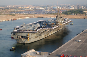 Uss Kennedy (cv 67) Pulls Into Spain For A Port Visit. Image
