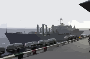 The Military Sealift Command Combat Stores Ship Usns San Jose (t-afs 7) Pulls Alongside Uss Nimitz (cvn 68) For A Routine Vertical Replenishment (vertrep). Clip Art