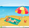 Lady Sunbathing Clipart Image