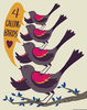 Four Calling Birds Clipart Image